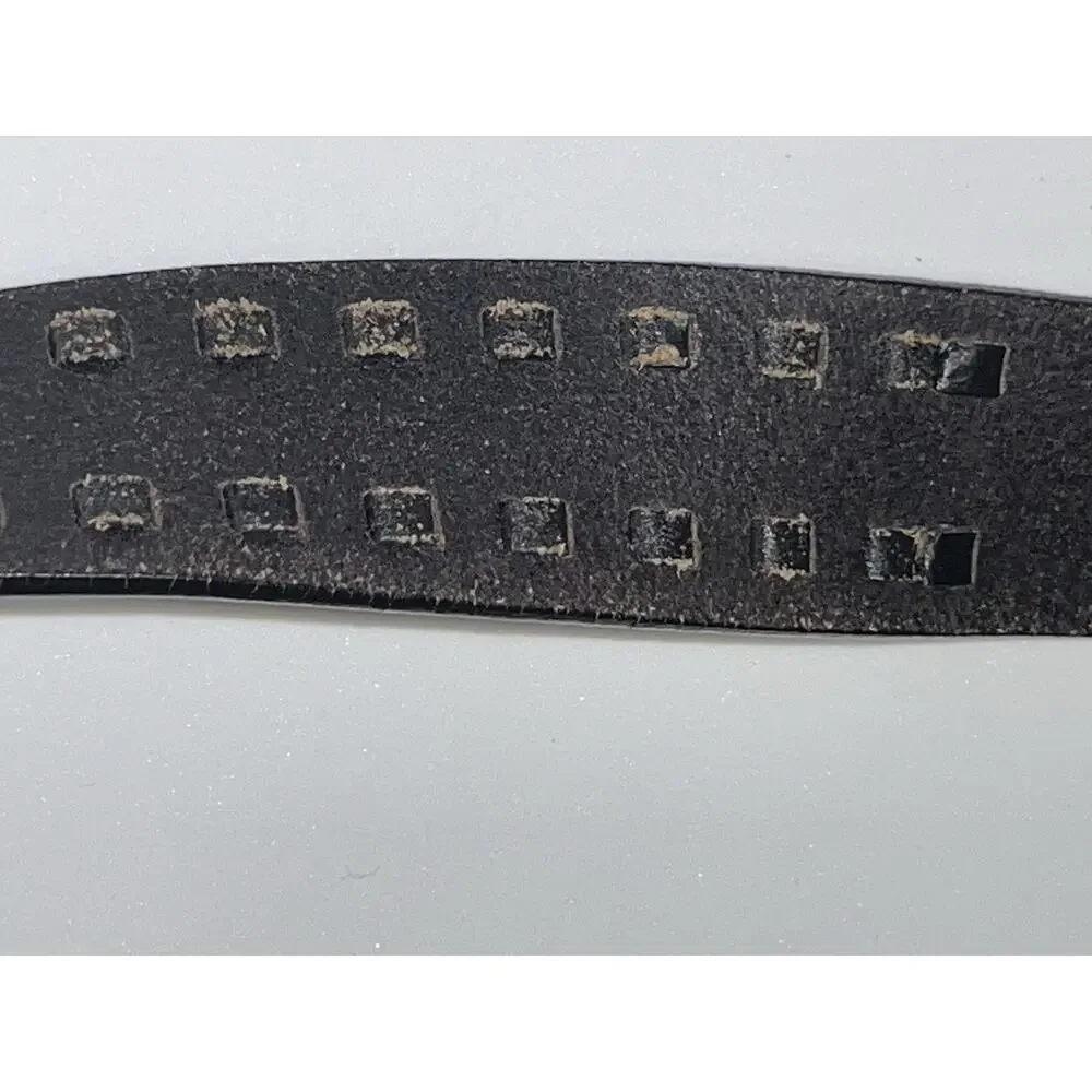 Y2K Goth Punk black double-grommet leather belt Calvin Klein 36-37”